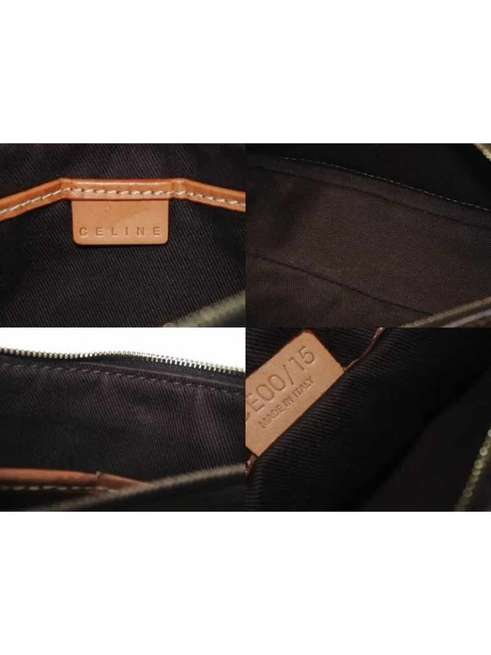 Celine Hobo Mini Andbag Pouch Macadam Pattern Brown